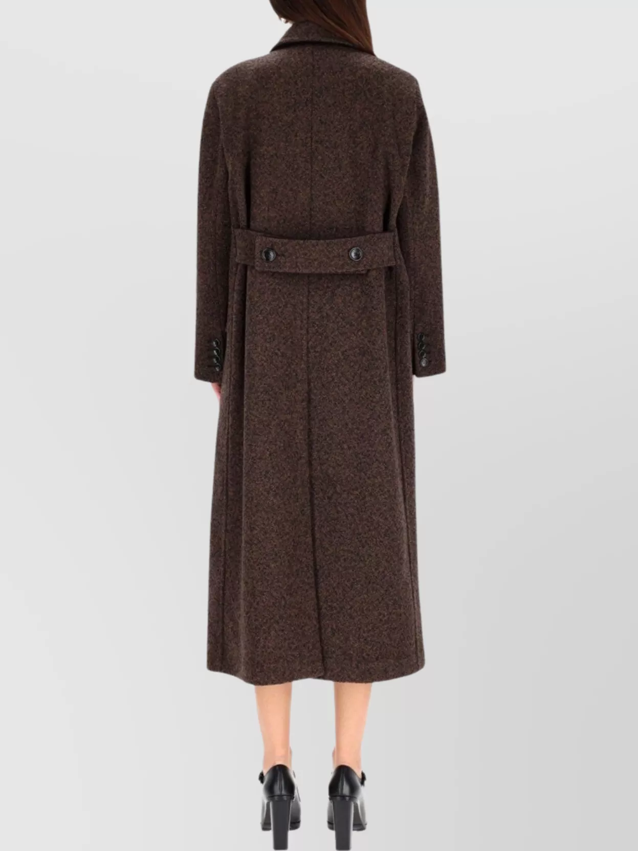 Max Mara Arco 1234 Chocolate Virgin Wool Coat In Black