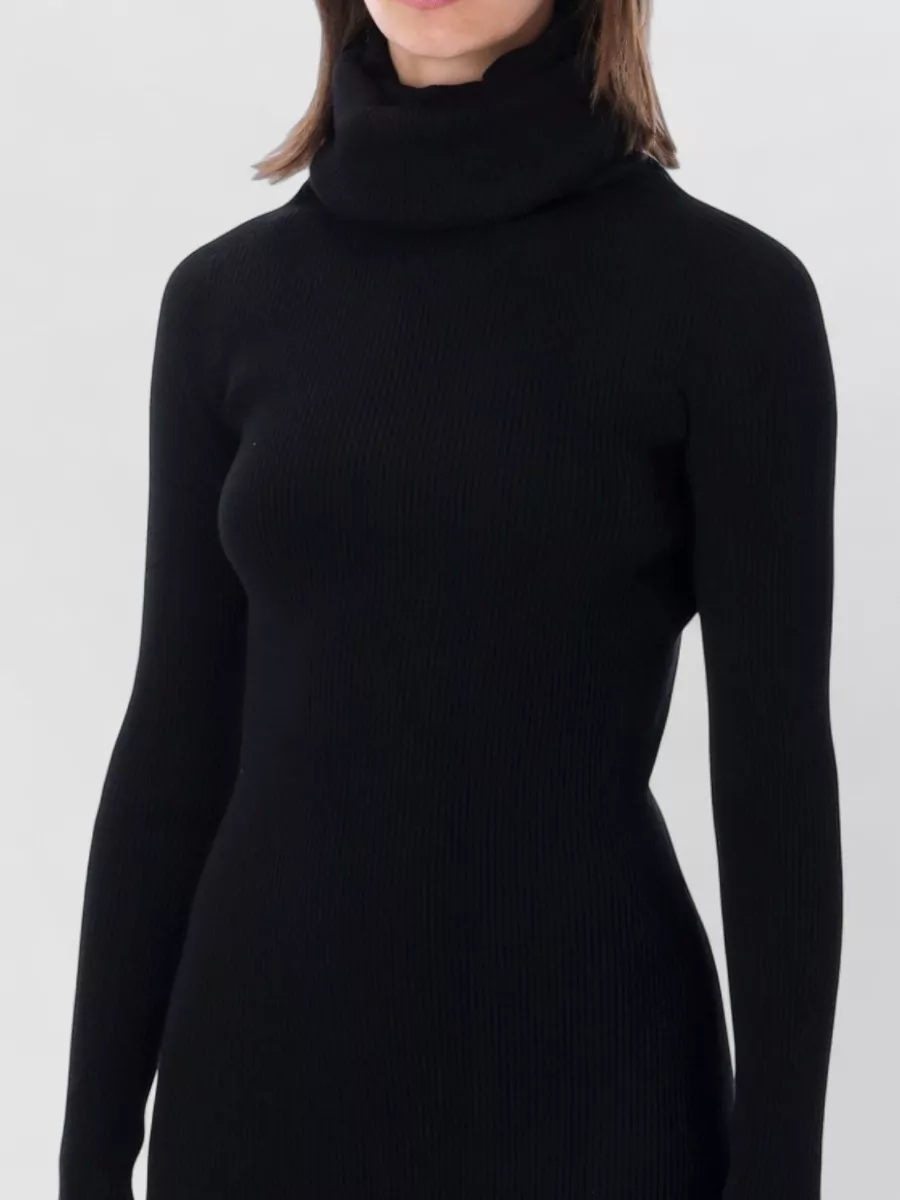 Rick Owens Ribbed Turtleneck Long-Sleeve Midi Knitted Dress