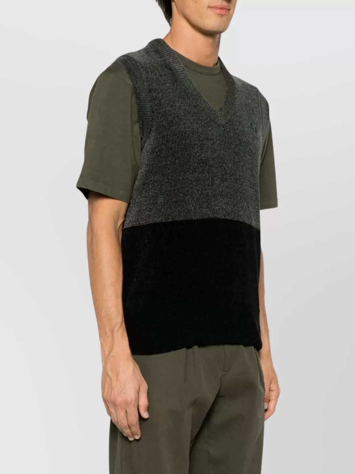 Fred Perry Block Design Ribbed Hem Sleeveless V-neck Tank In Multi