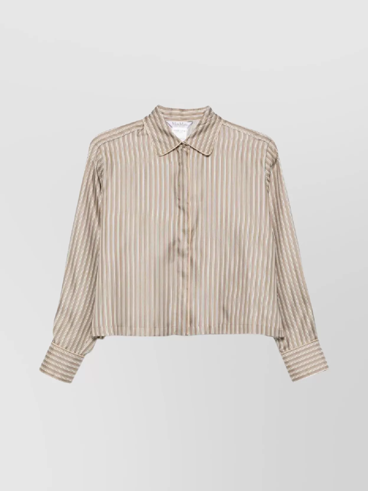 Max Mara Brama Striped Twill Silk Cropped Shirt Shirts Multicolor In Brown