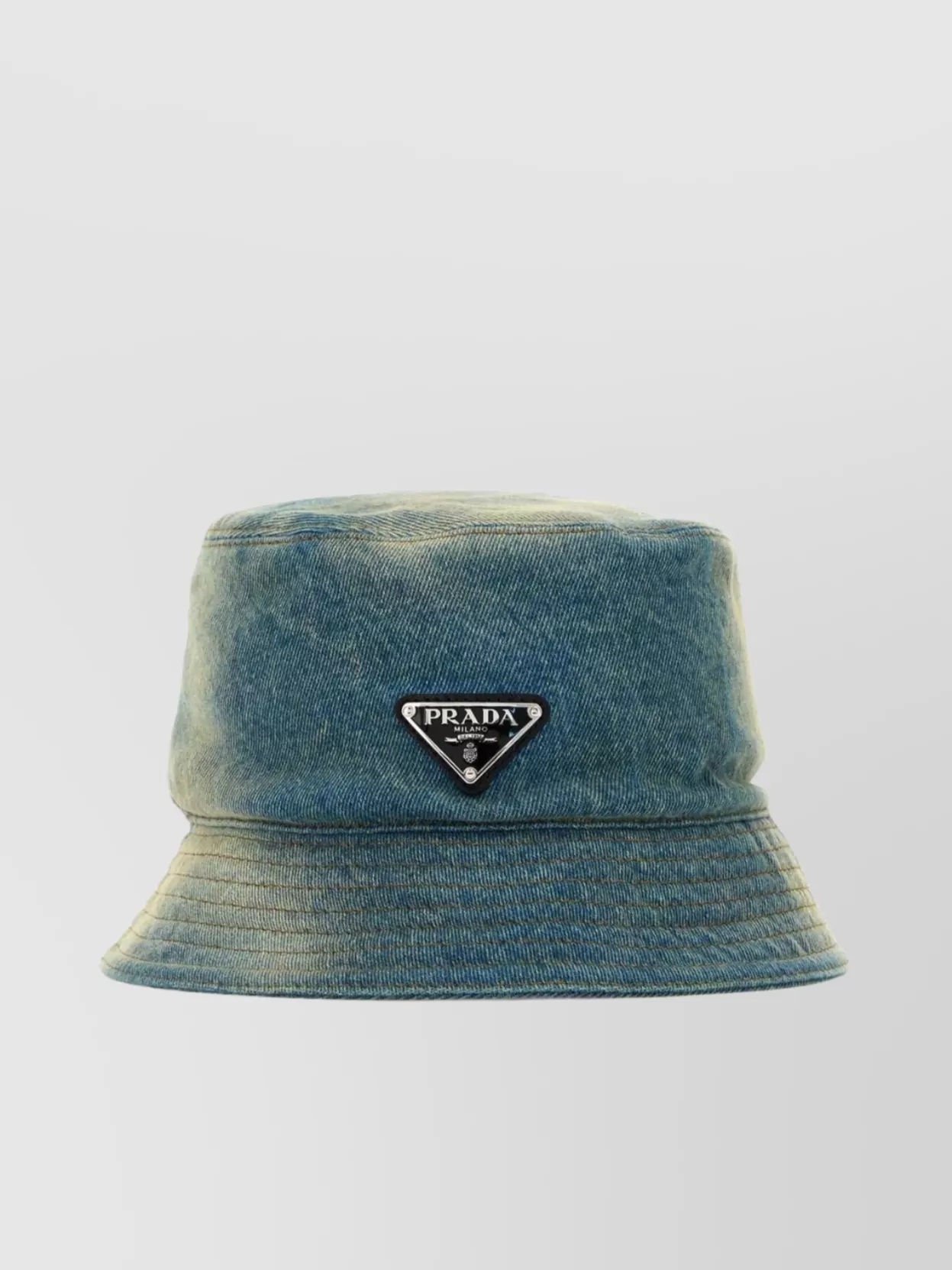 Prada Stitched Brim Denim Bucket Hat