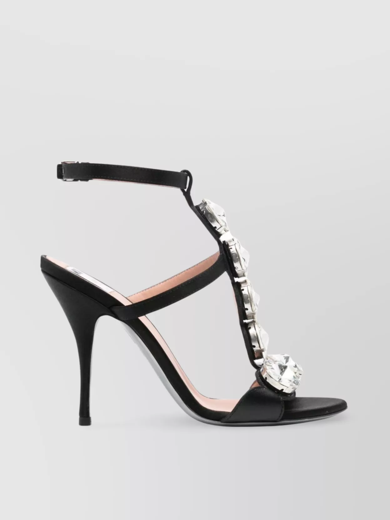 Shop Moschino Stiletto Heel Sandals With Almond Toe And Gem Embellishment