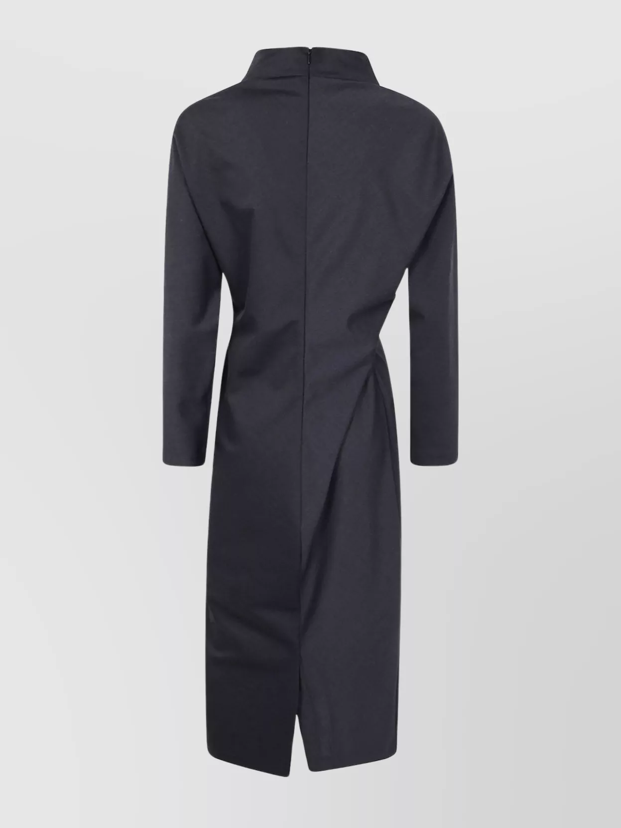 Alberta Ferretti Slit Back Fitted High Neck Midi Dress In Black