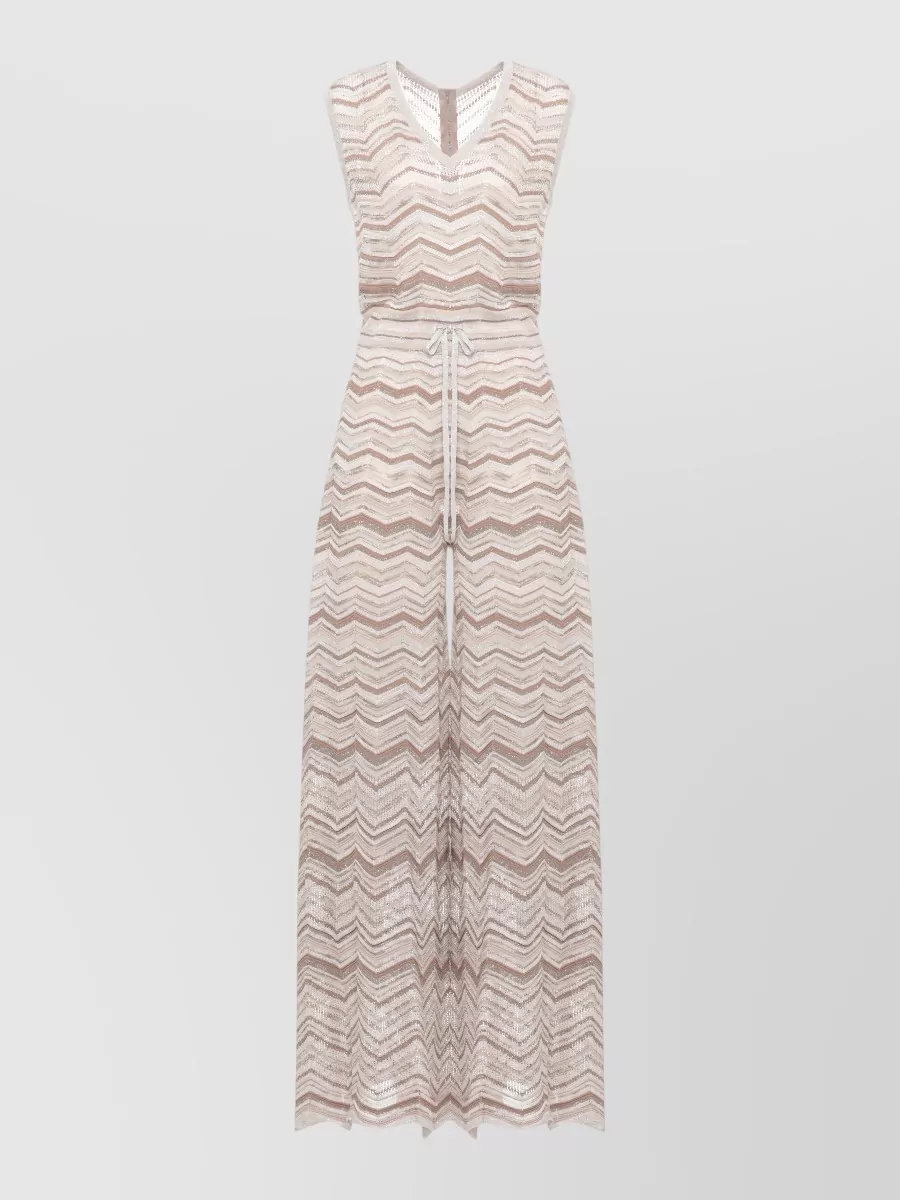 D.exterior Sleeveless v-neck geometric jumpsuit