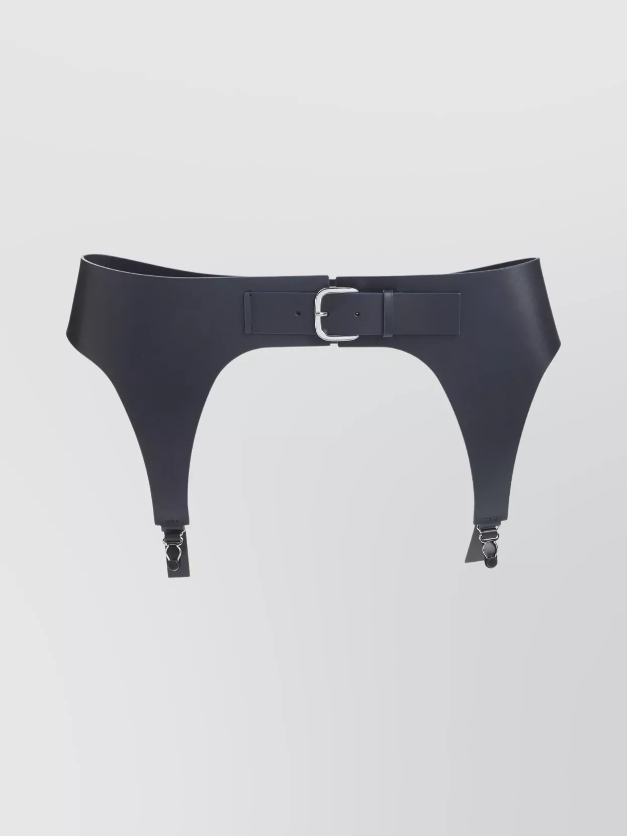Jean Paul Gaultier Adjustable Leather Garter Belt With Metal Hardware In Black