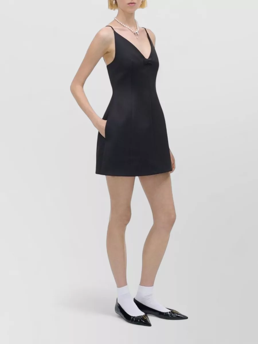 Marc Jacobs Satin V-Neck Sleeveless Flared Mini Dress