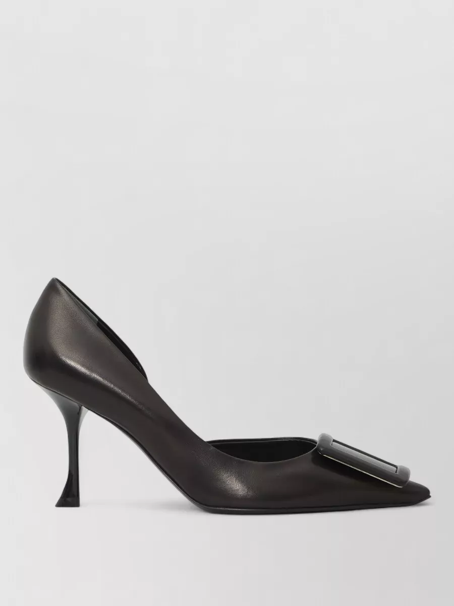 Roger Vivier Leather Pointed-Toe Dorsay Pumps