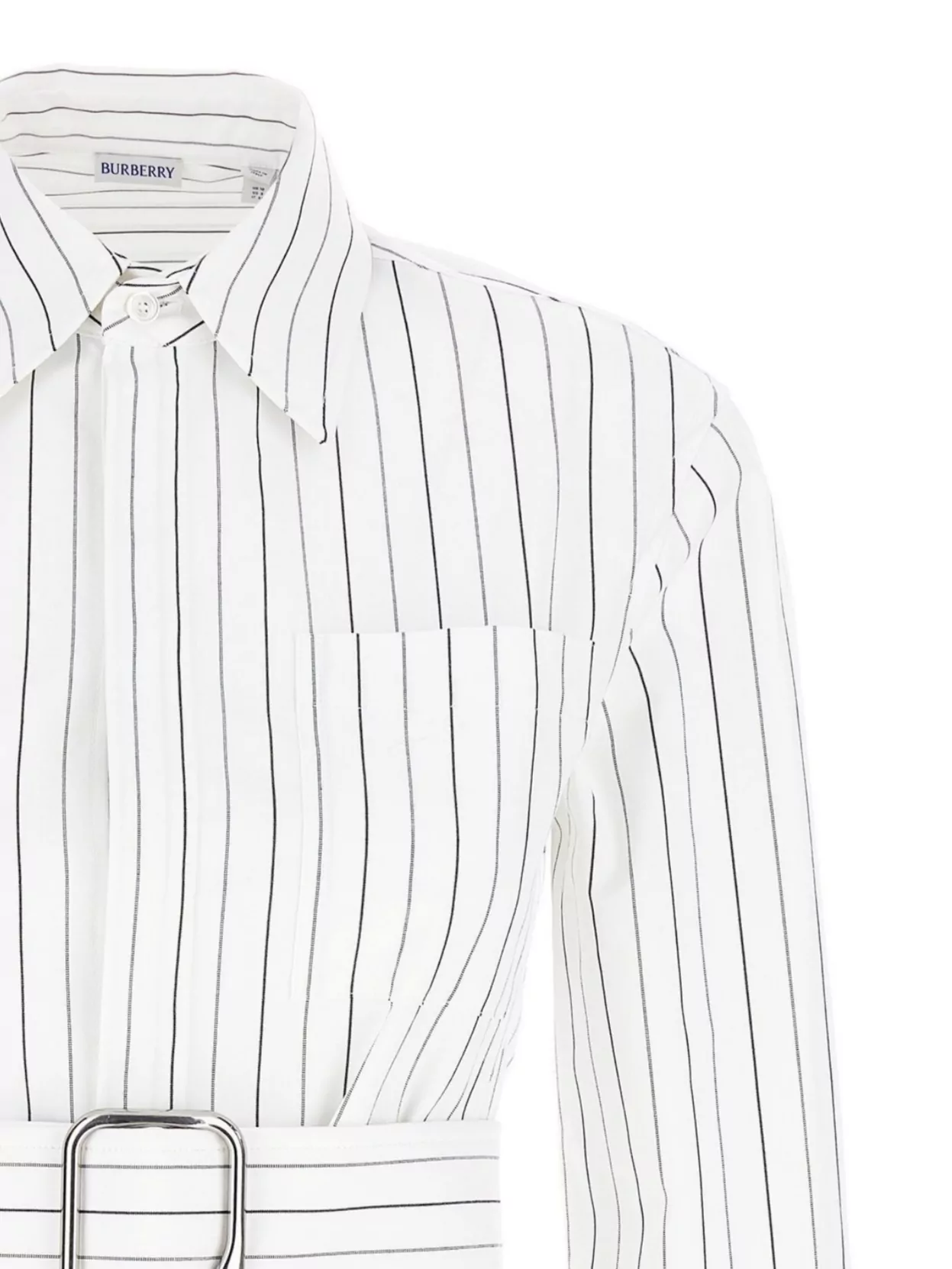 Burberry Vertical Striped Shirt With Belted Waist