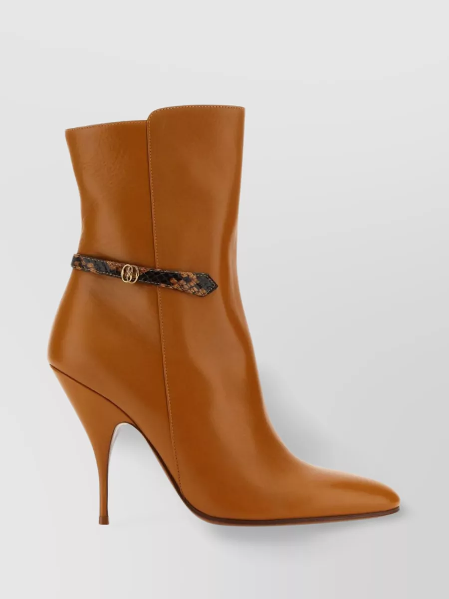 Shop Bally Odeya Leather Ankle Boots With Pointed Toe And Stiletto Heel In Brown