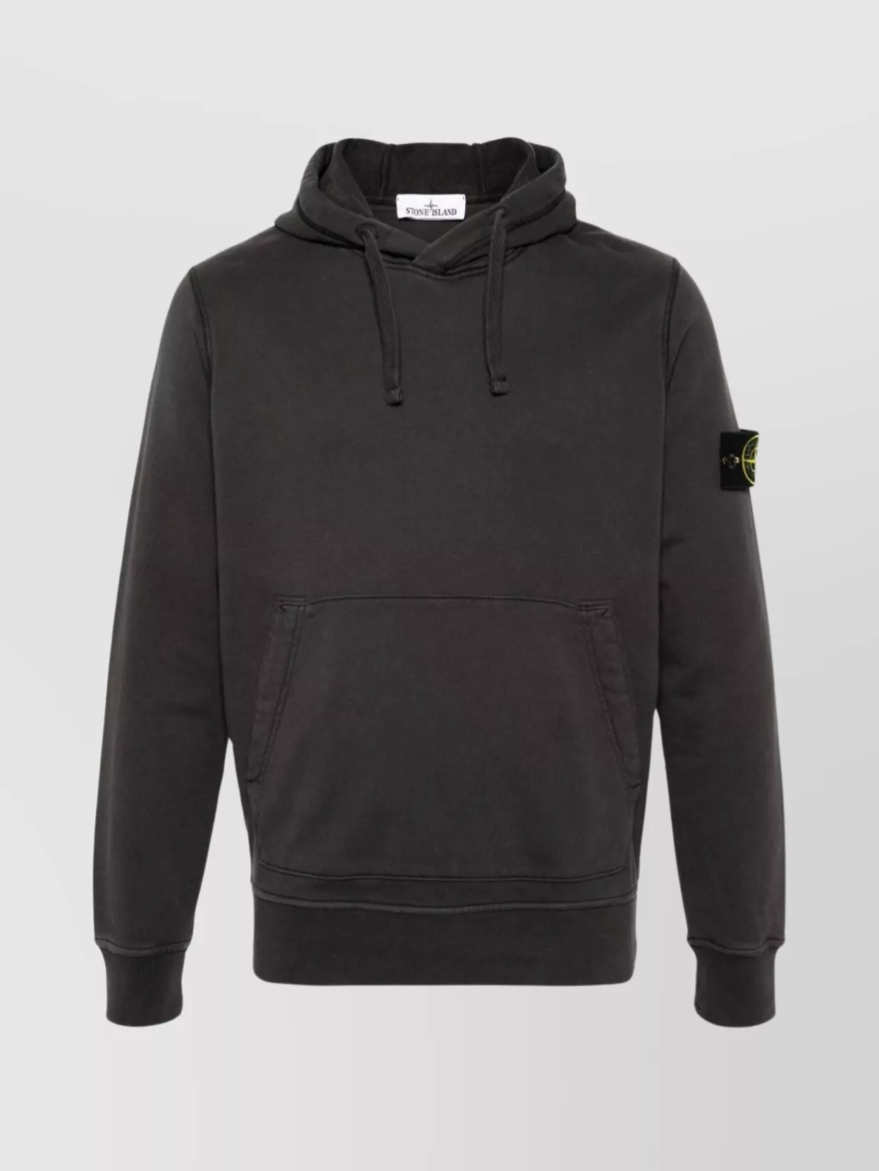 Shop Stone Island Ribbed Drawstring Hooded Sweater In Black