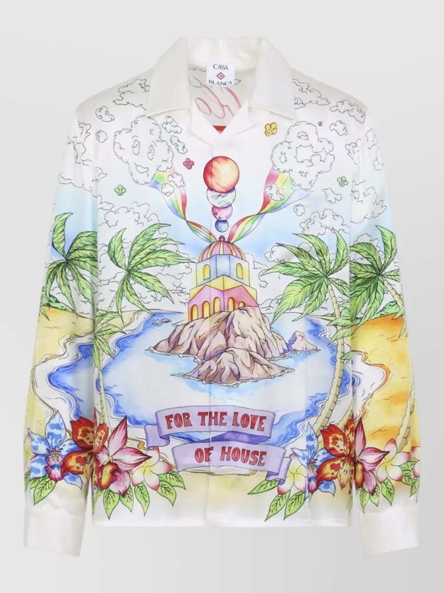 Casablanca Silk Printed Long-Sleeve Shirt