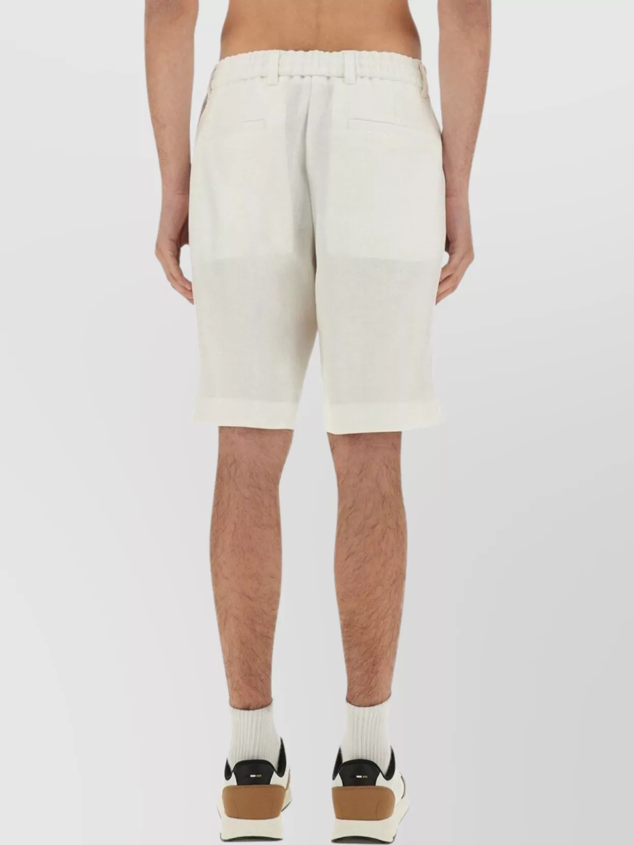 Boss Knee Length Elastic Waistband Shorts With Side And Back Pockets