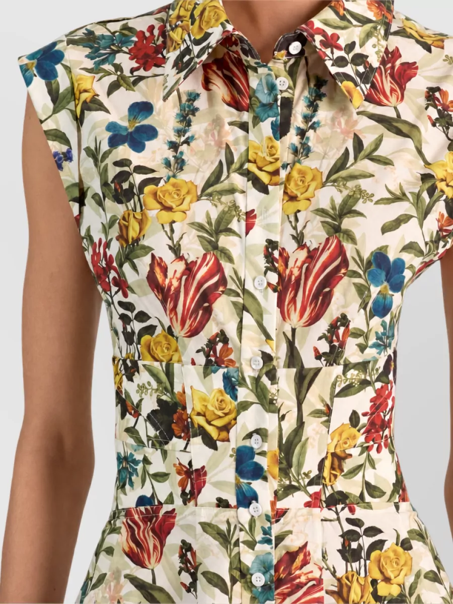 Alice + Olivia Floral-Print Sleeveless Paneled Mini Dress