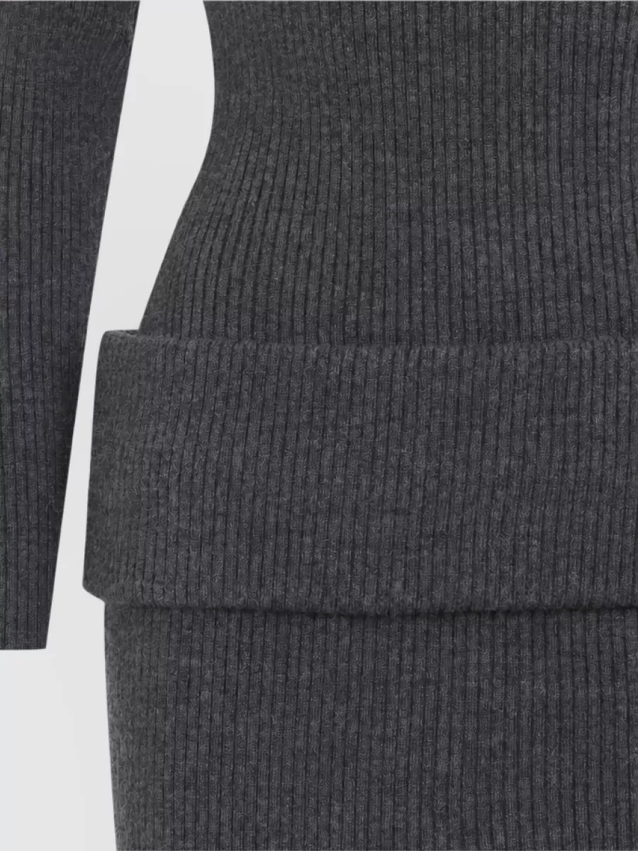 Jean Paul Gaultier Wool Off-Shoulder Long-Sleeve Mini Dress