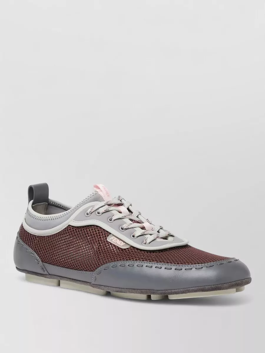 Fendi Leather and mesh low-top sneakers