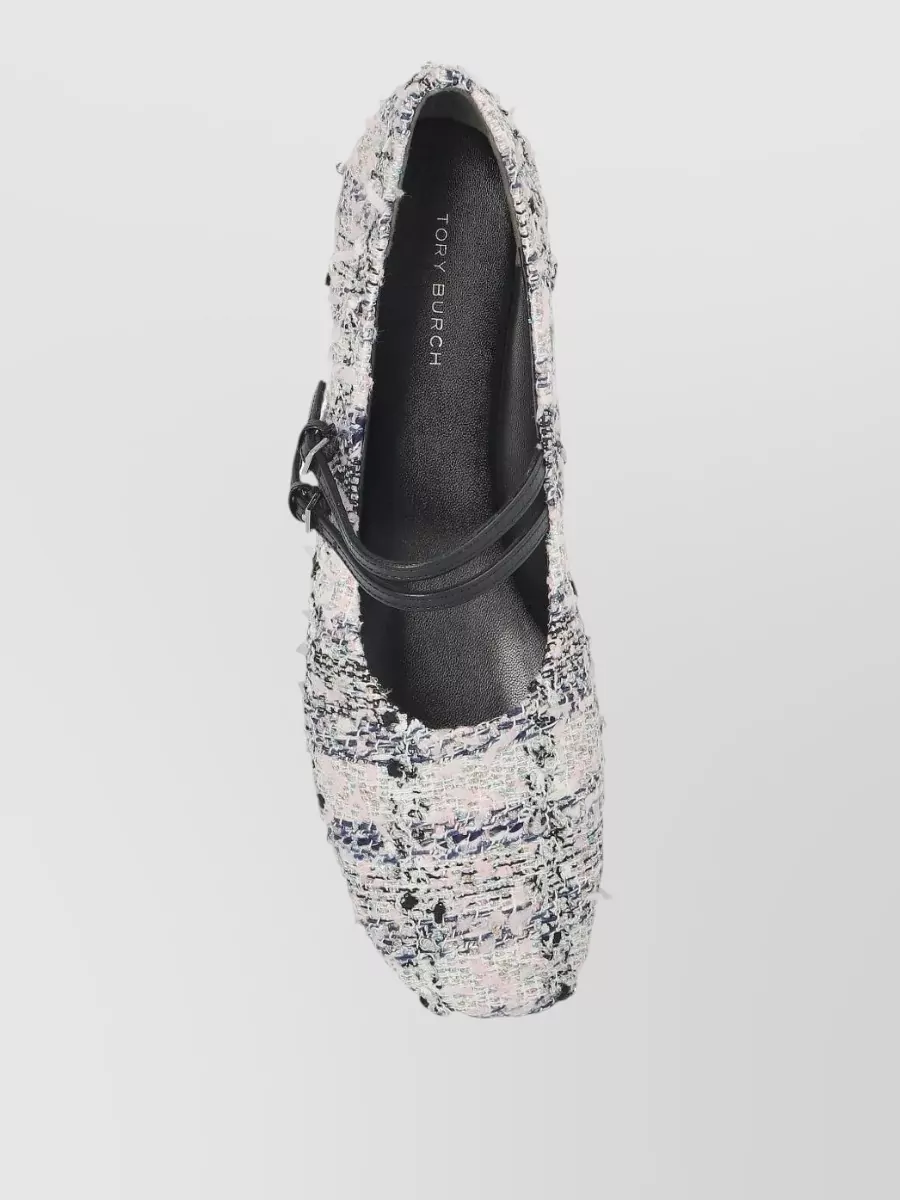 Tory Burch Double Strap Square Toe Textured Ballerinas