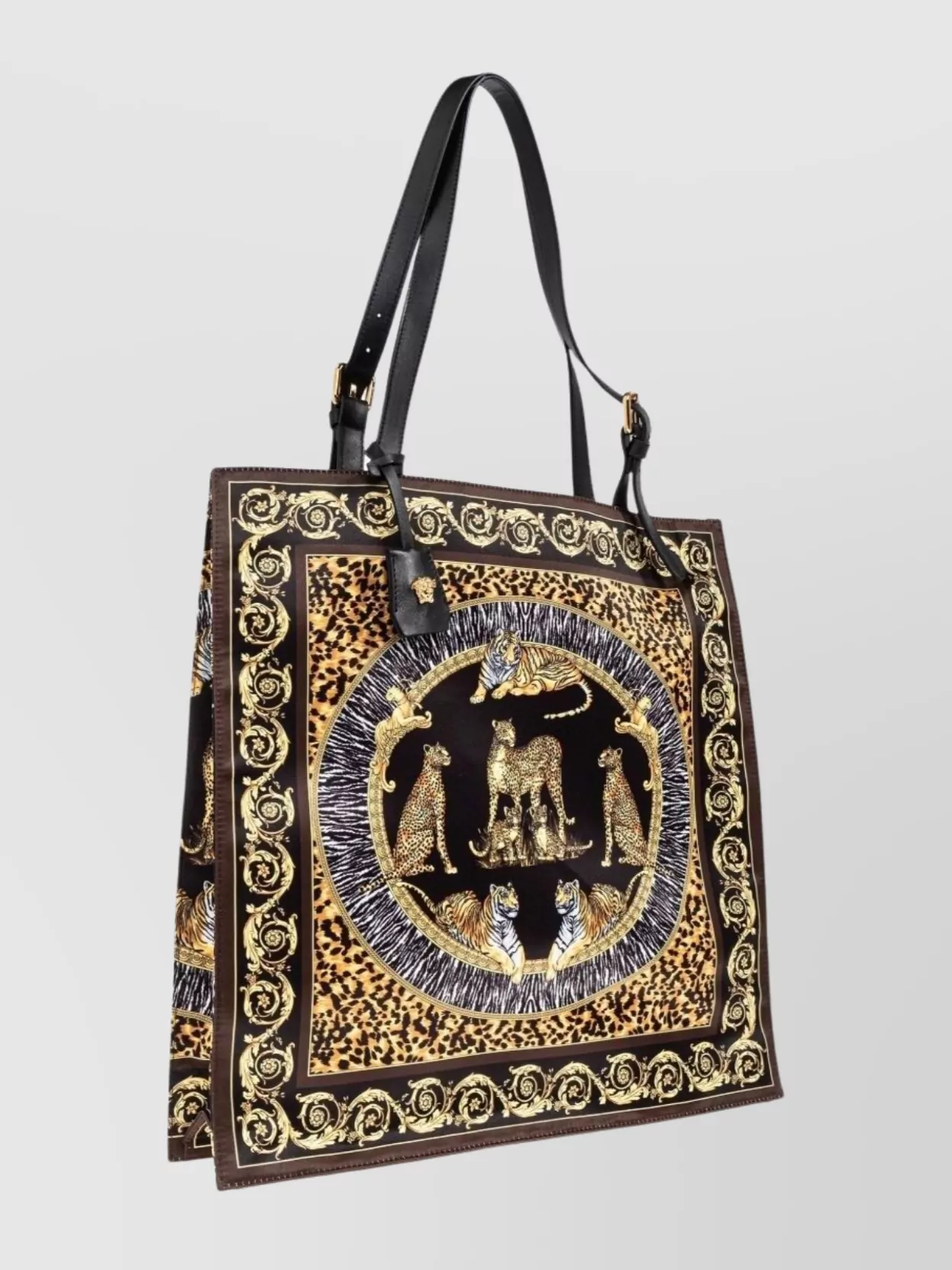 Versace Animal Print Tote Bag With Baroque Border