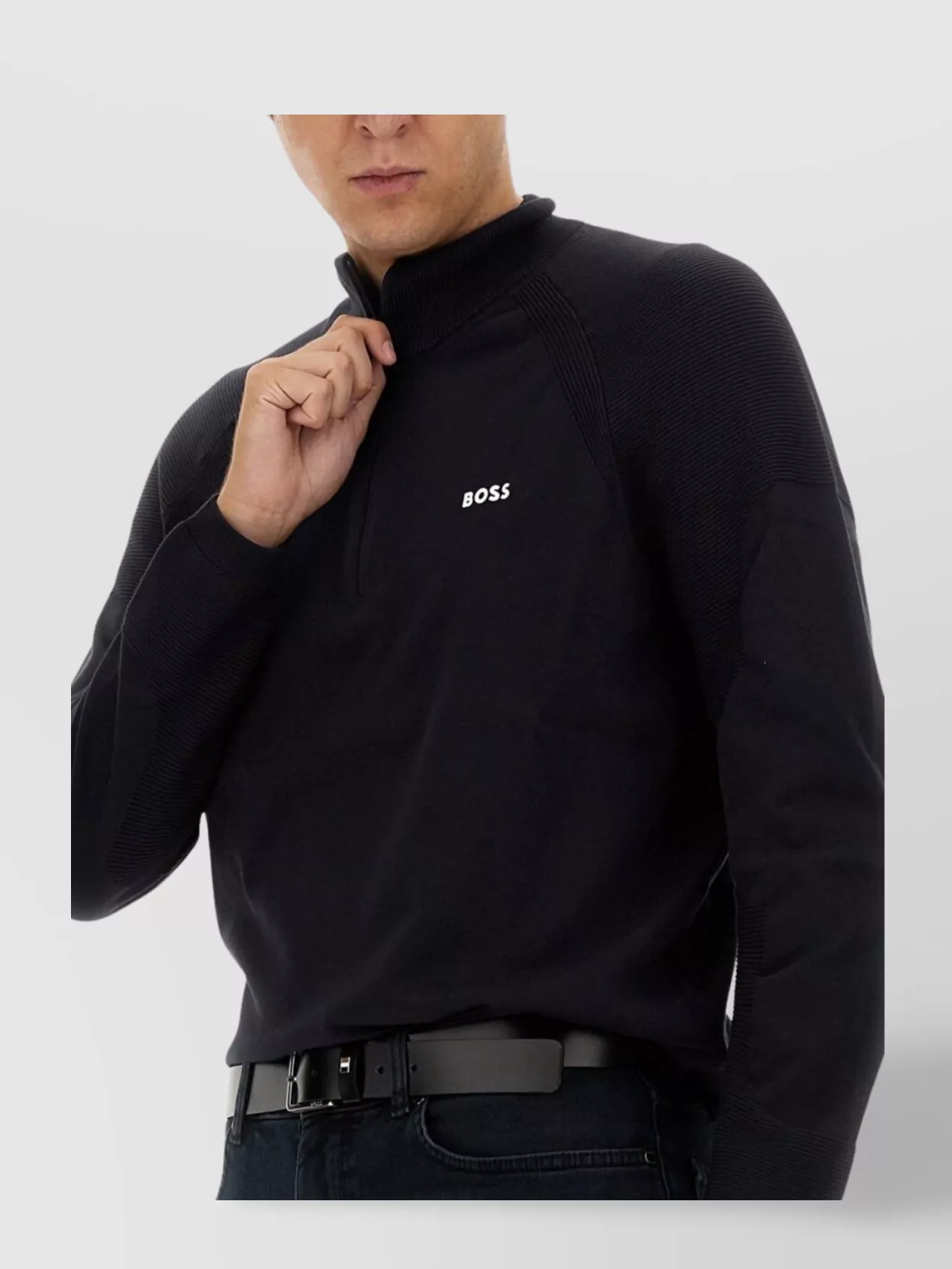 HUGO BOSS LOGO SWEATSHIRT WITH RIBBED CUFFS AND HEM
