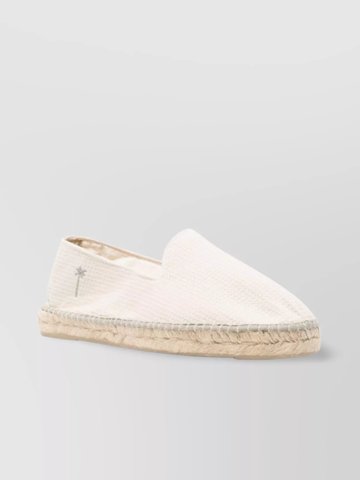 Manebi Yucatan Embroidered Jute Round Toe Espadrilles In White
