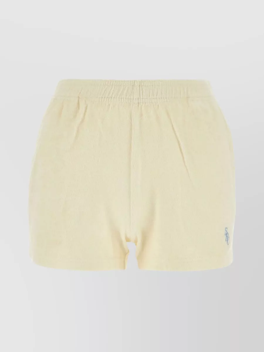 Shop Sporty And Rich Terry Shorts With Elastic Waist And Pockets In Yellow