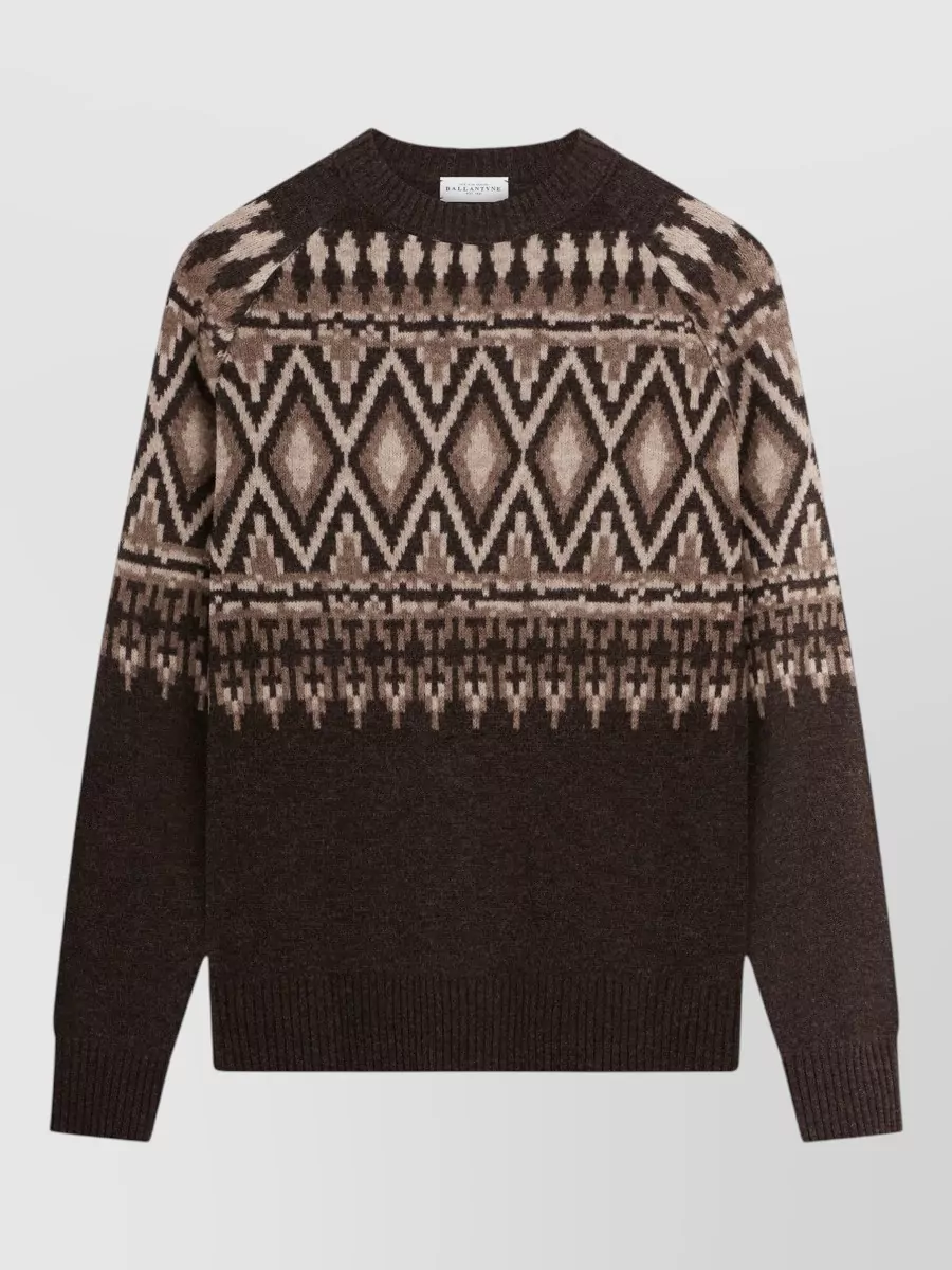 Ballantyne geometric intarsia wool jumper