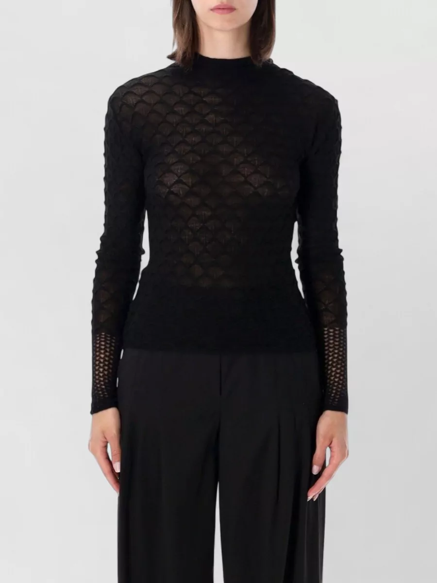 Lanvin textured high-neck long-sleeve wool sweater
