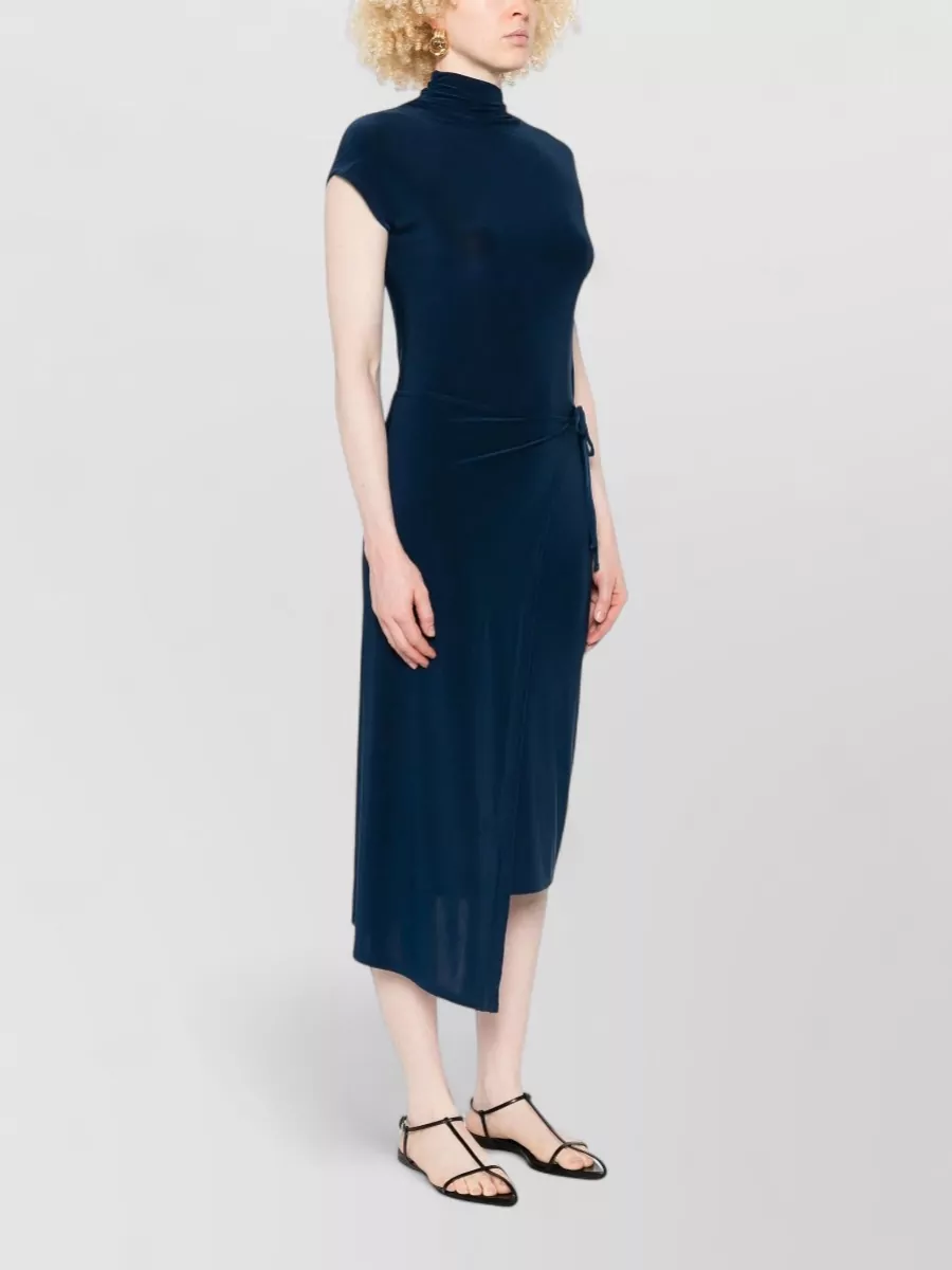 Calvin Klein Asymmetric Knot Wrap Midi Dress