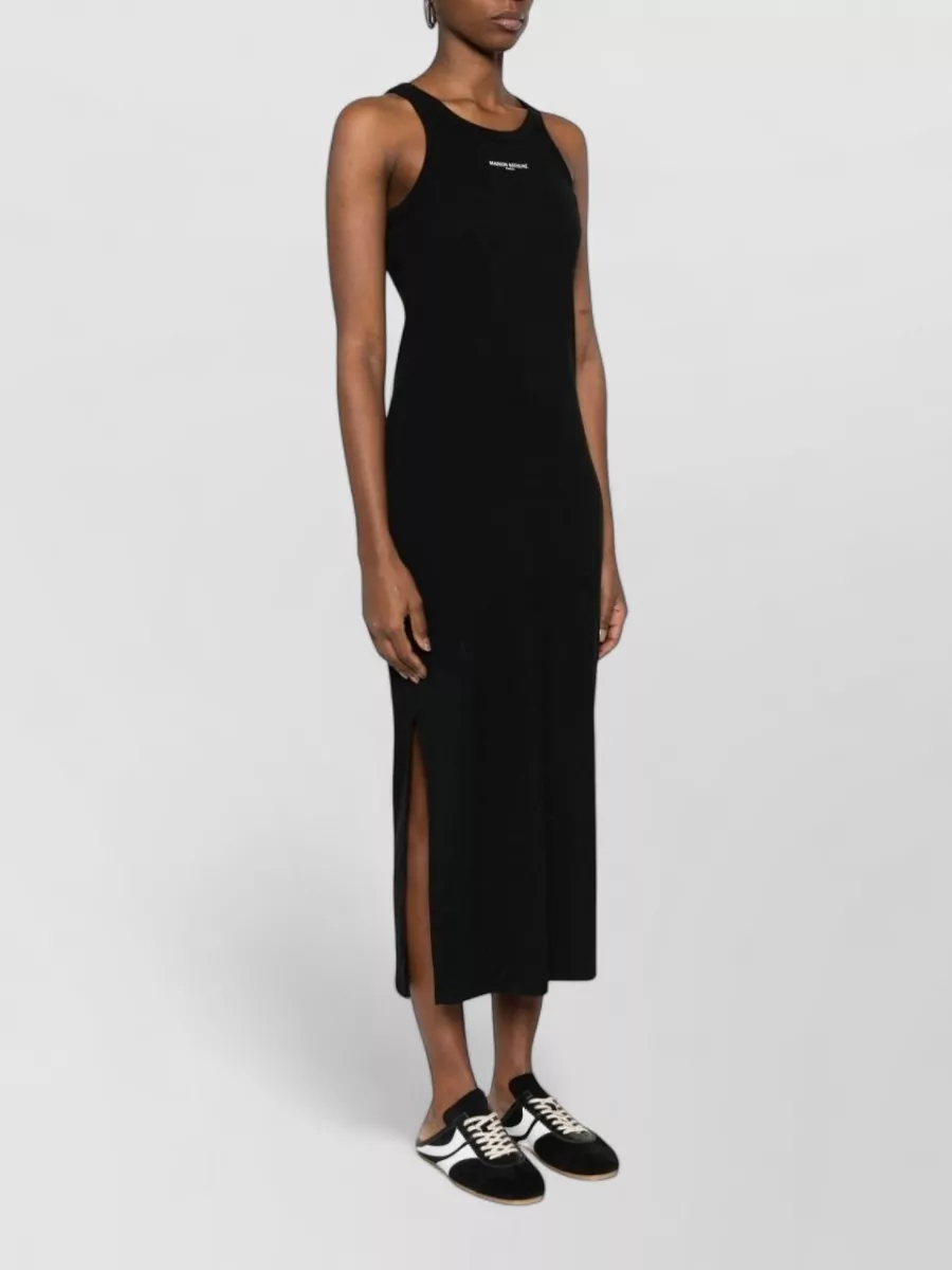 Maison Kitsuné Ribbed Sleeveless Midi Dress