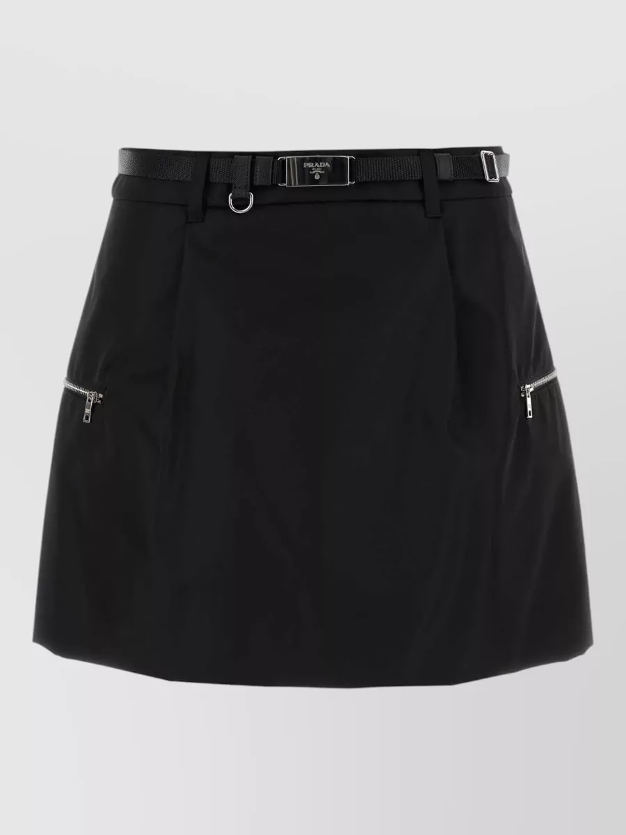 Prada recycled nylon mini a-line skirt