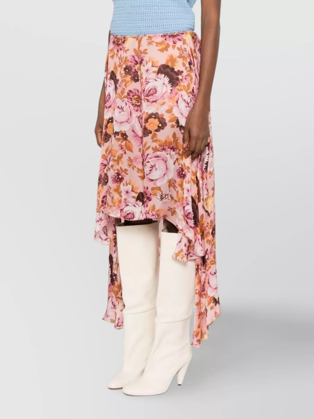Chloé Asymmetric Floral Print Flowing Skirt