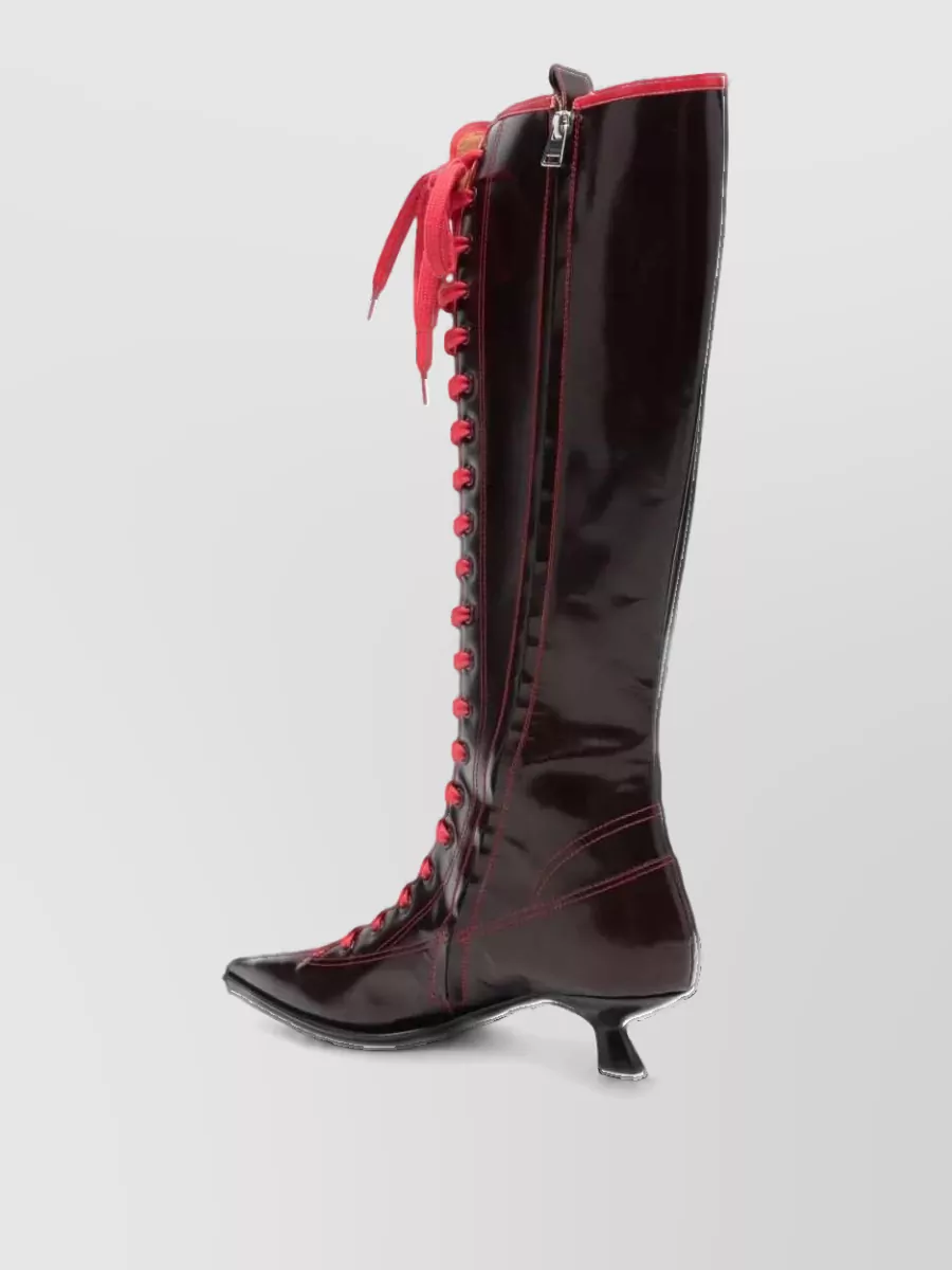 Marni leather lace-up pointed-toe ankle boots