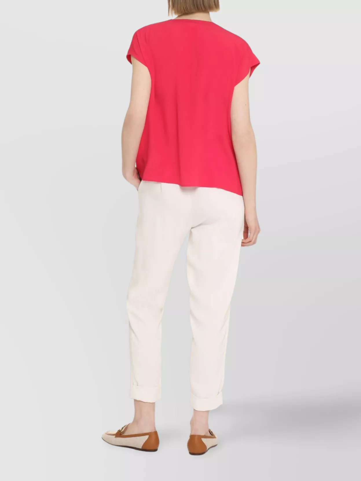 Shop Genny Silk Blouse With V-neck And Cap Sleeves