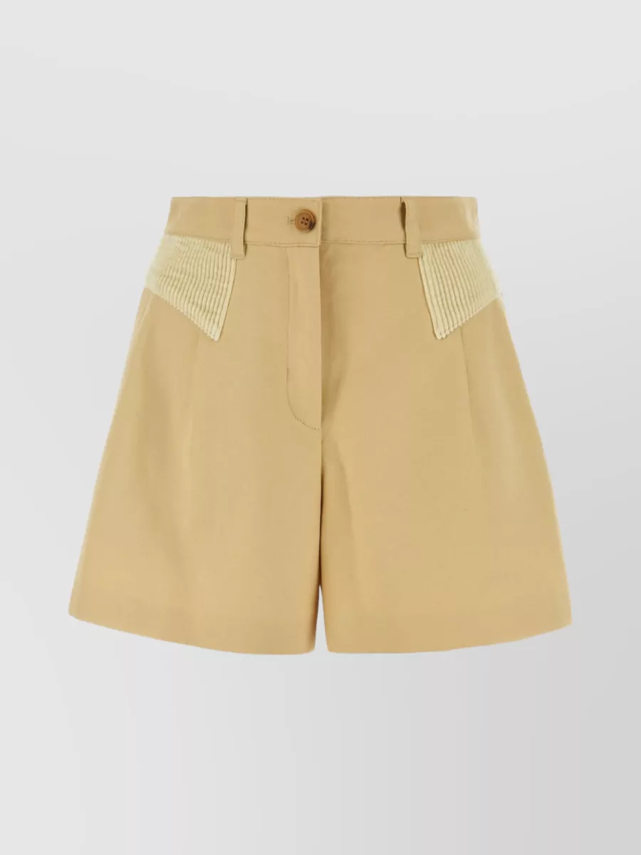 Shop Kenzo Cotton Bermuda Shorts With Belt Loops And Pleats In Brown