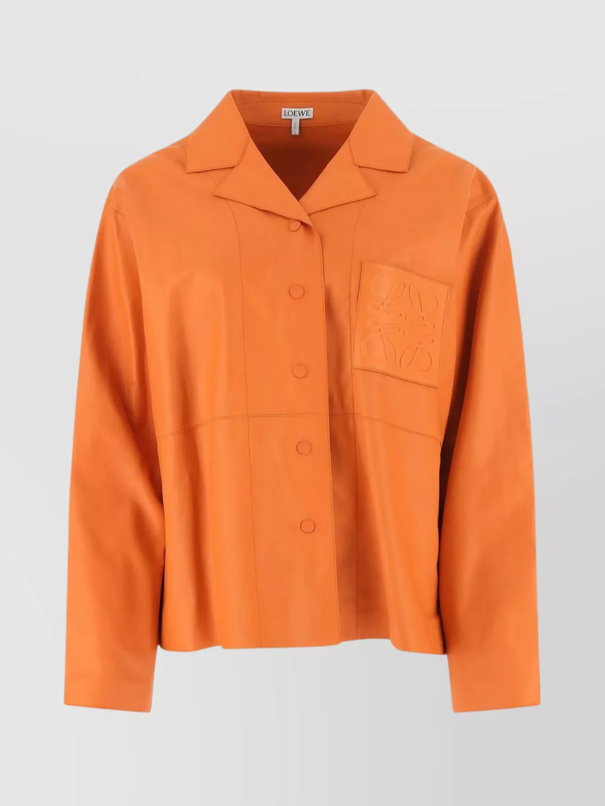 Shop Loewe Oversize Leather Shirt With Hemline Slits