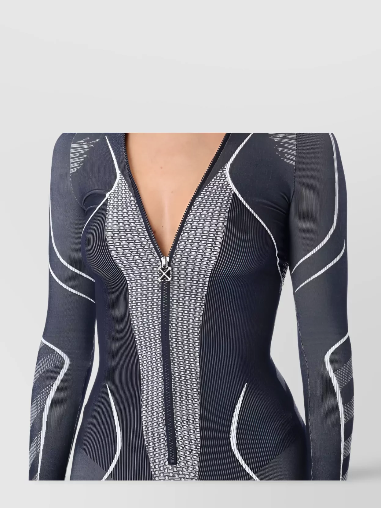 Off-White Graphic Long Sleeve Fitted Dress