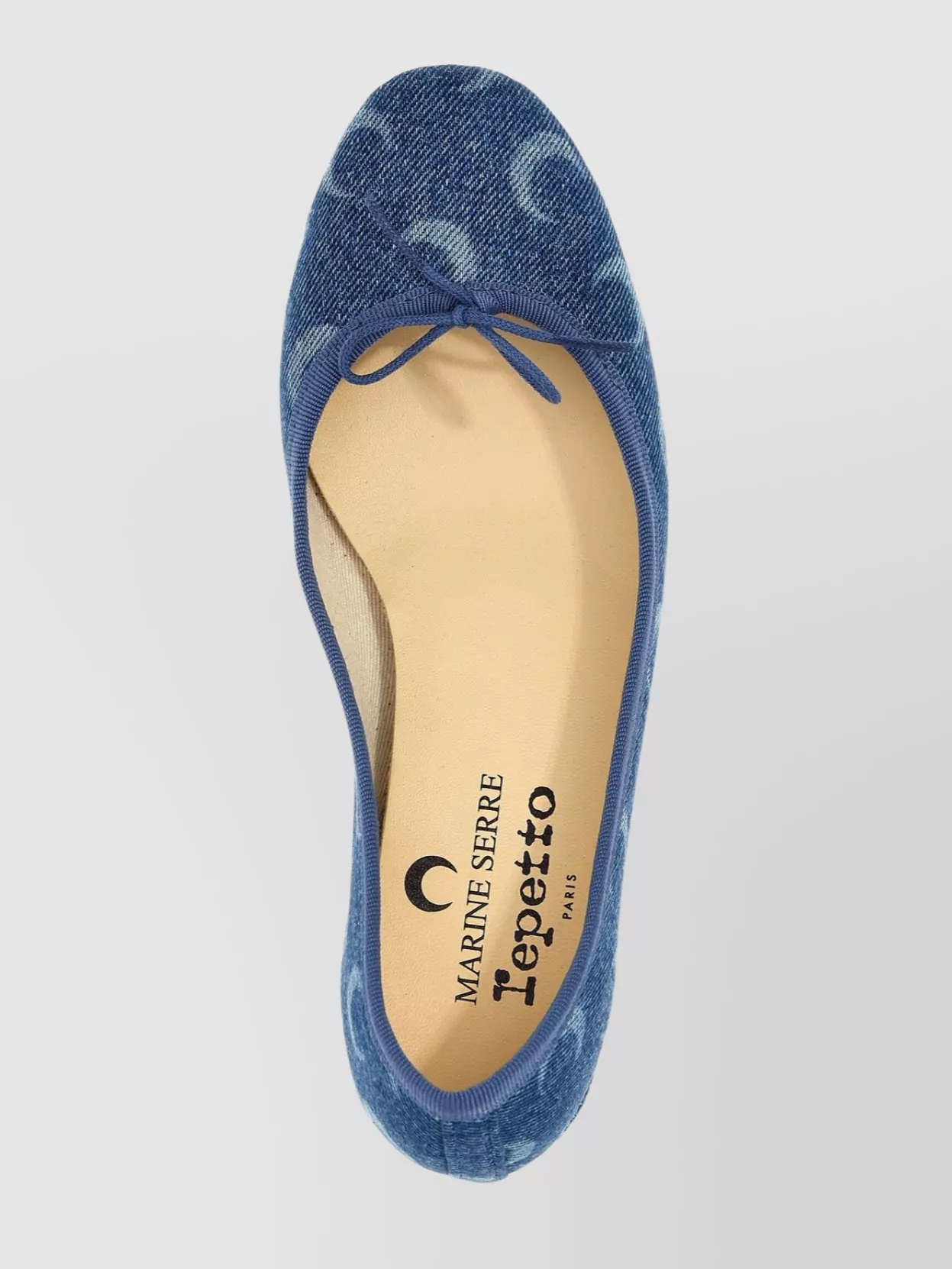 Marine Serre 'Camille' Denim Block Heel Ballerina Shoes