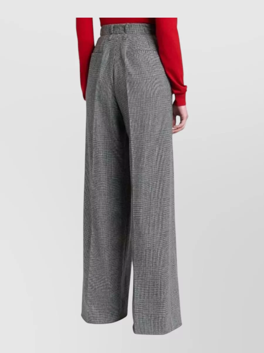 Dolce&Gabbana Prince Of Wales Checked High-Rise Wide-Leg Pleated Wool-Cashmere Suit Trousers