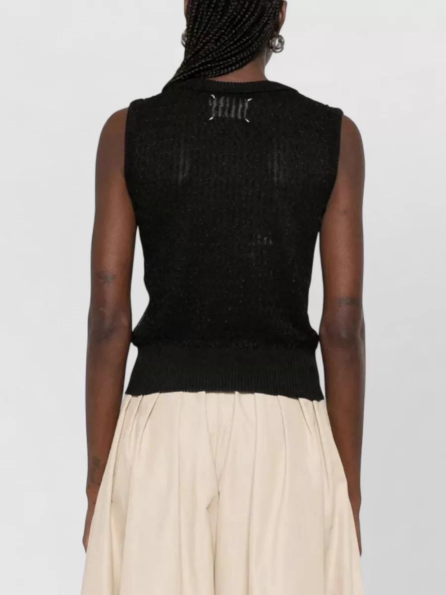 Maison Margiela Sleeveless Crewneck Knit Vest Sheer Texture