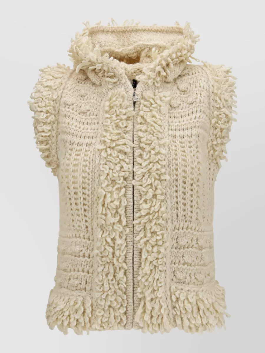 Fendi chunky cable knit hooded gilet