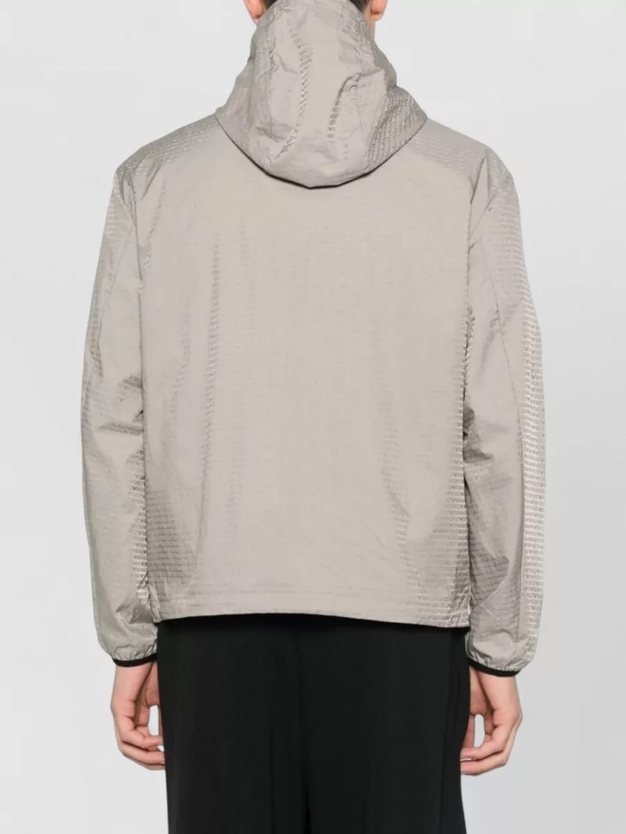 Emporio Armani Textured Hooded Raincoat
