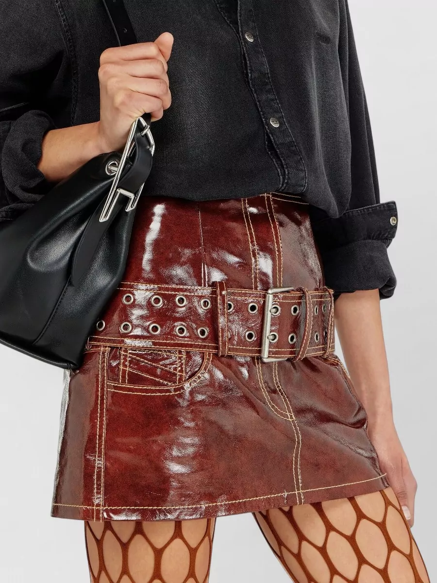 Diesel Leather High-Rise Mini Skirt