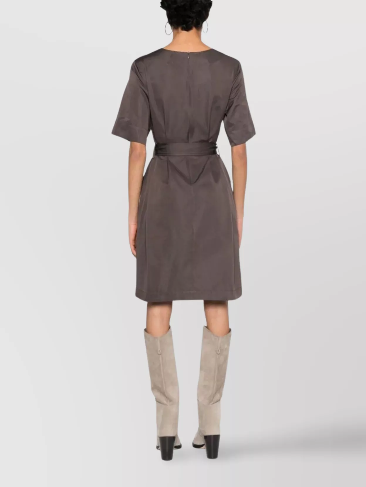 P.a.r.o.s.h Mini Dress With Belt And Pockets In Grey