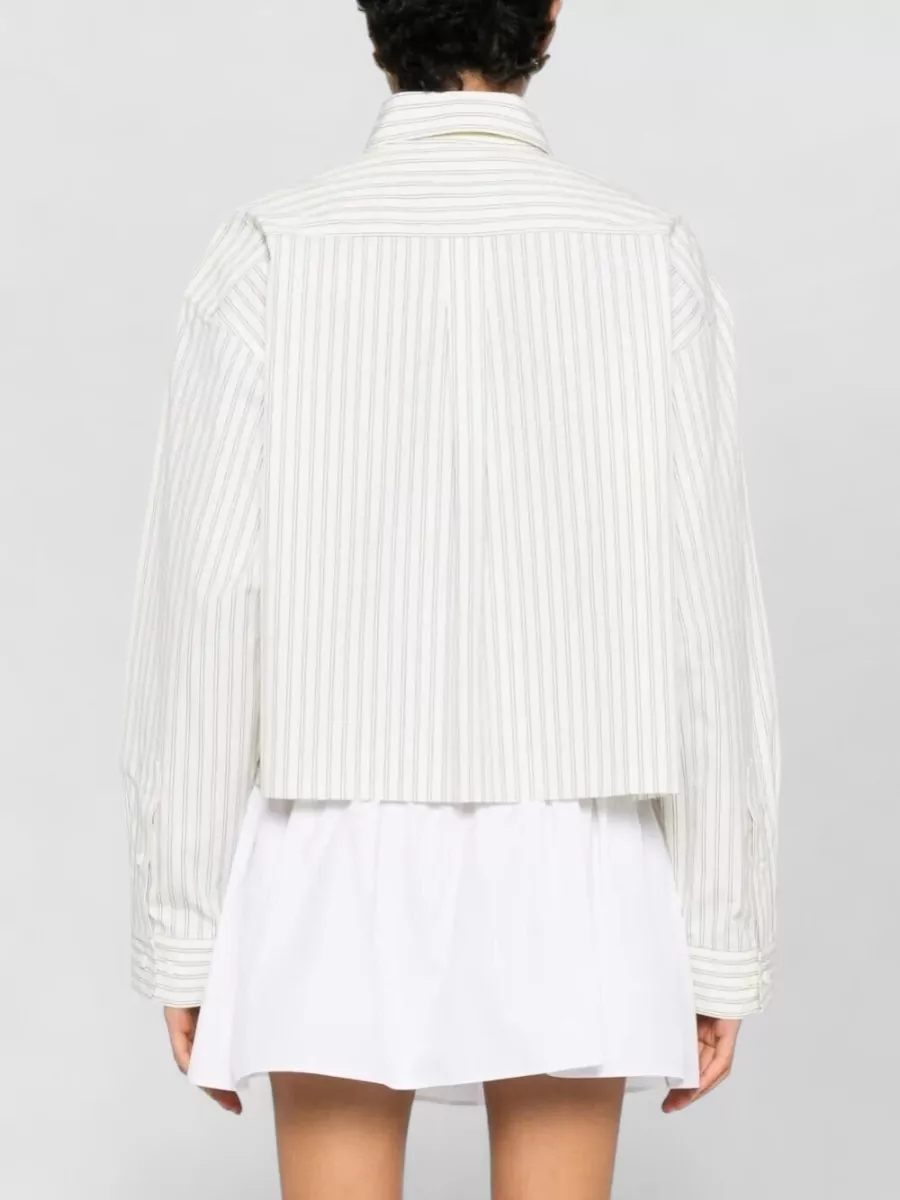 Miu Miu Cropped Shirt Long Sleeves Striped Collar