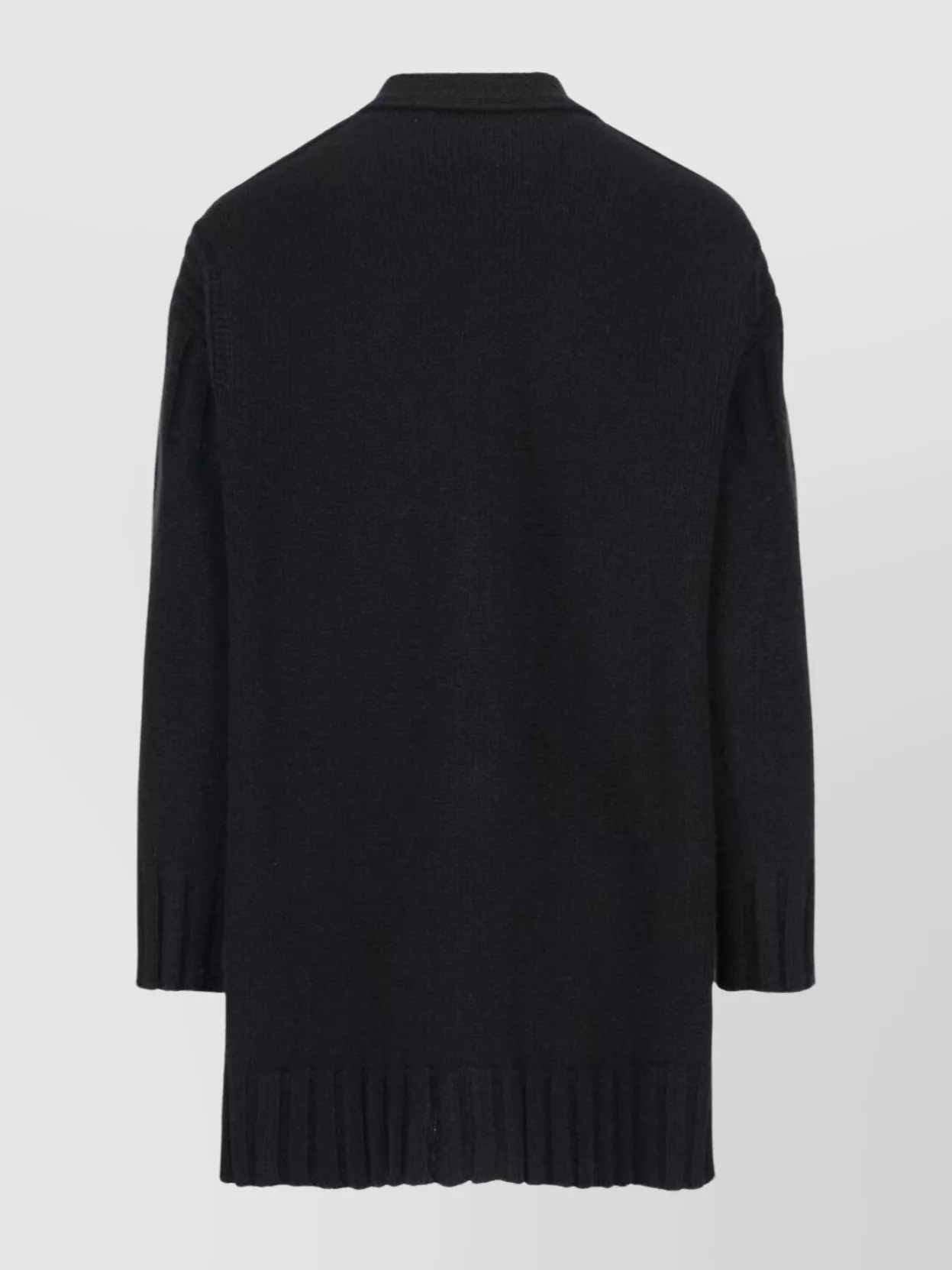 Jil Sander Longline V-neck Ribbed Cardigan In Black