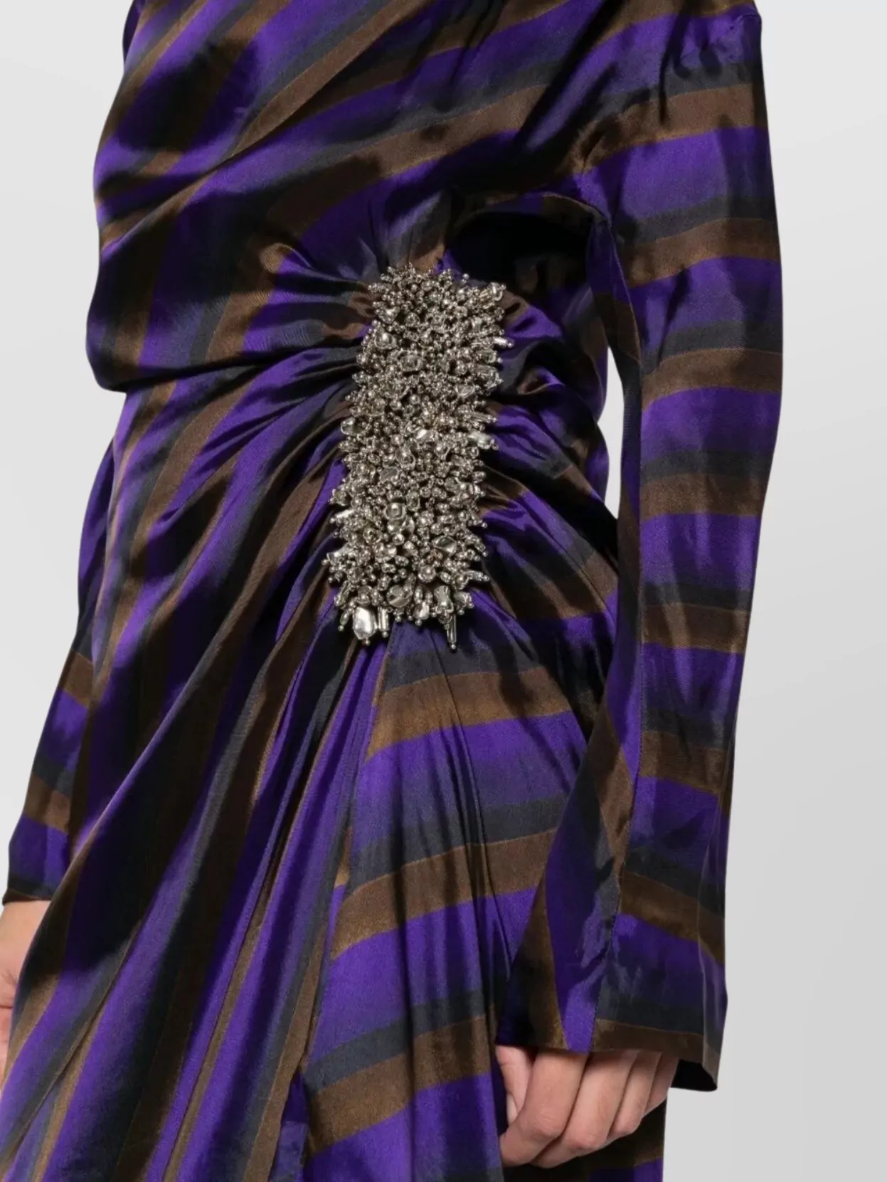 Dries Van Noten Asymmetric Hem Draped Long Sleeve Dress
