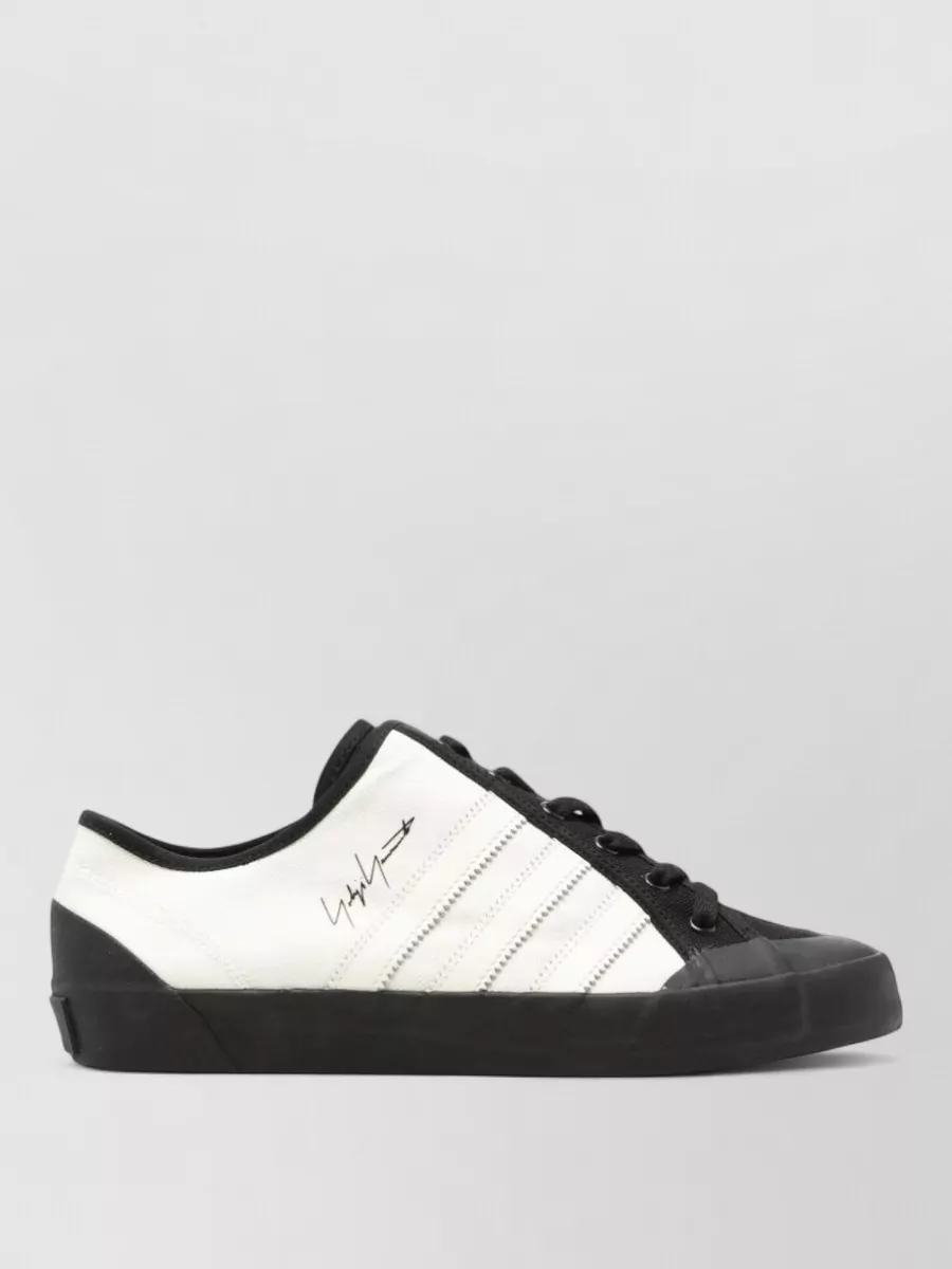 Y-3 Leather Canvas Low-Top Lace-Up Sneakers