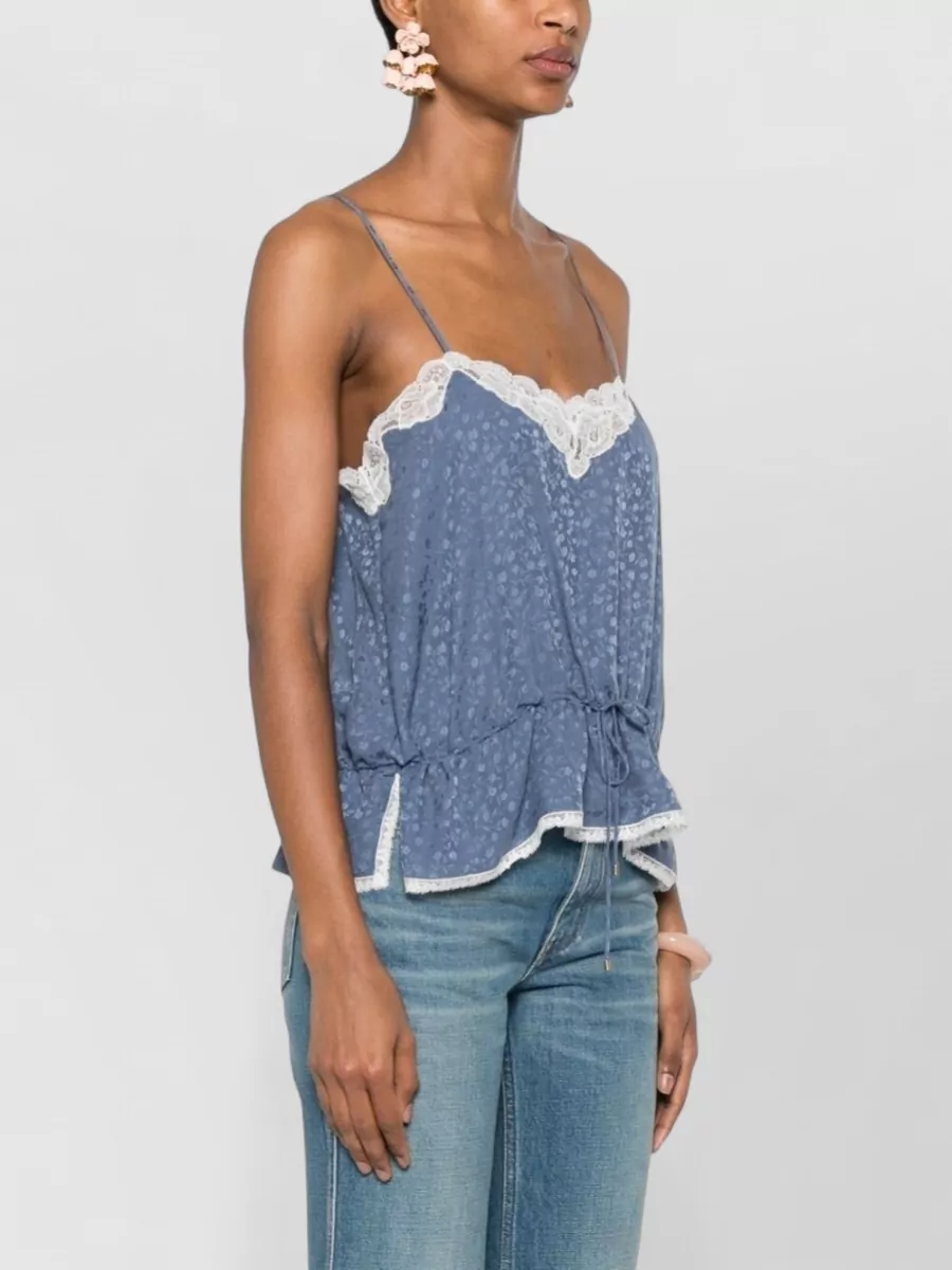 Chloé Silk Lace-Trim V-Neck Camisole Top