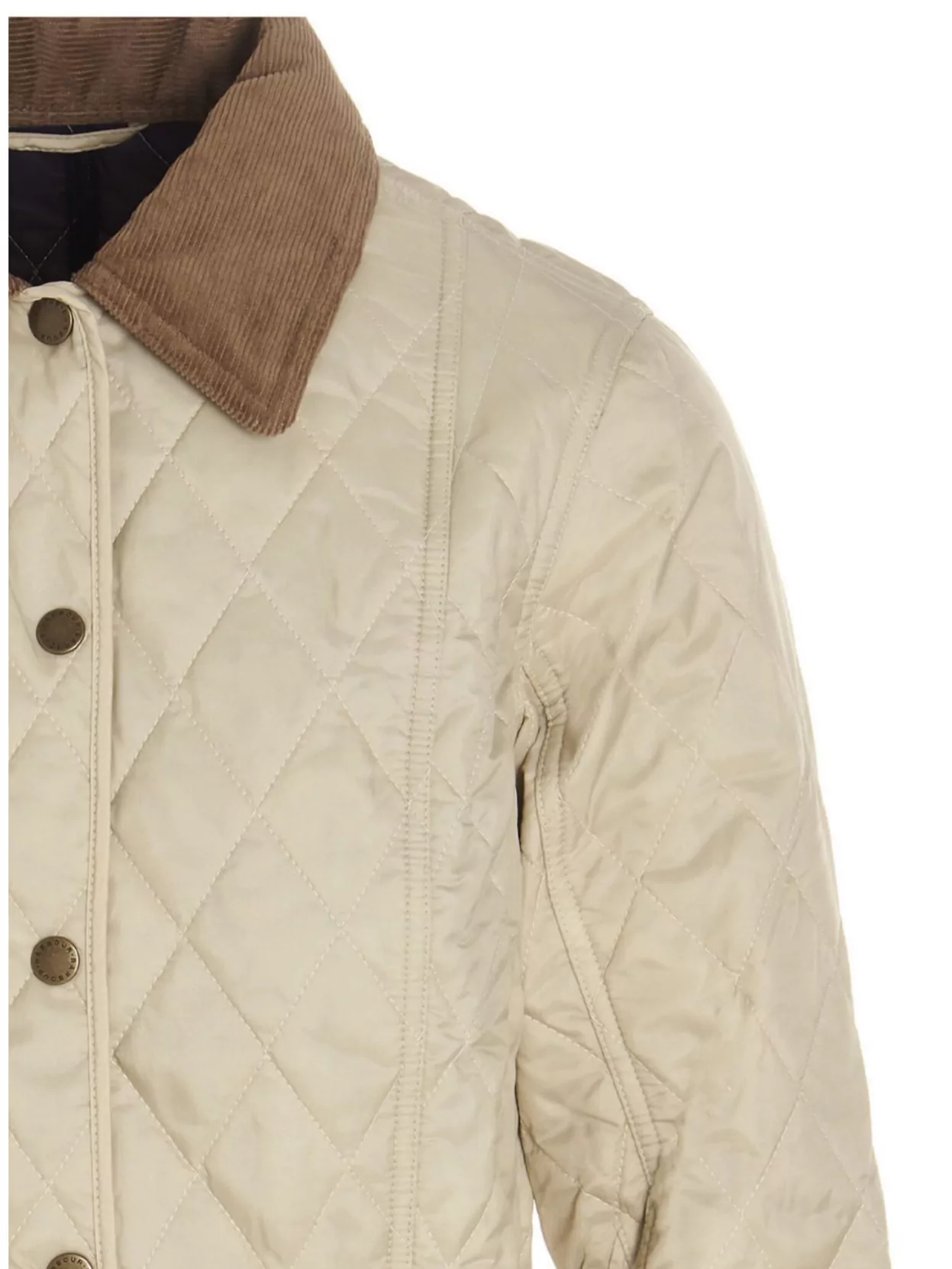 Barbour Quilted Jacket With Corduroy Collar And Pockets