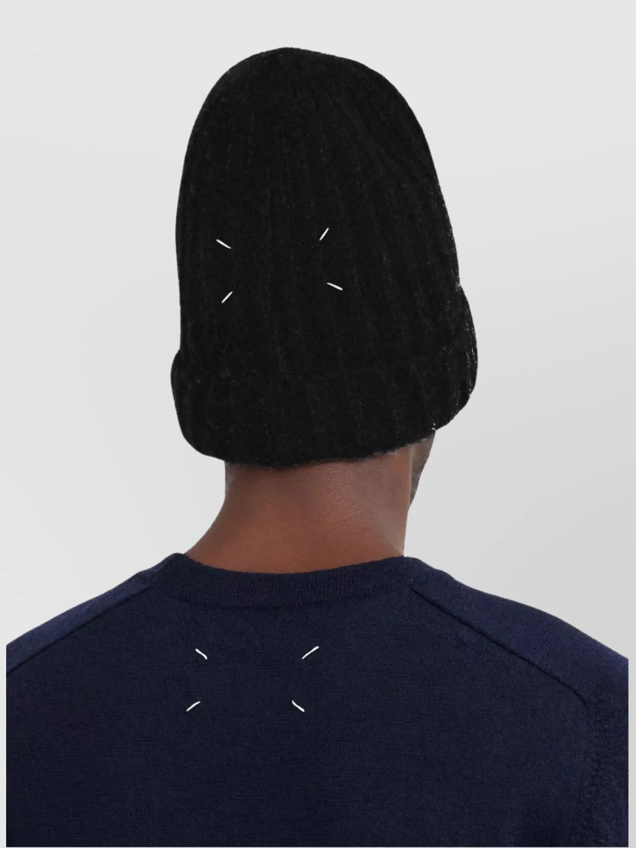 Maison Margiela Ribbed Knit Wool Beanie With Folded Brim