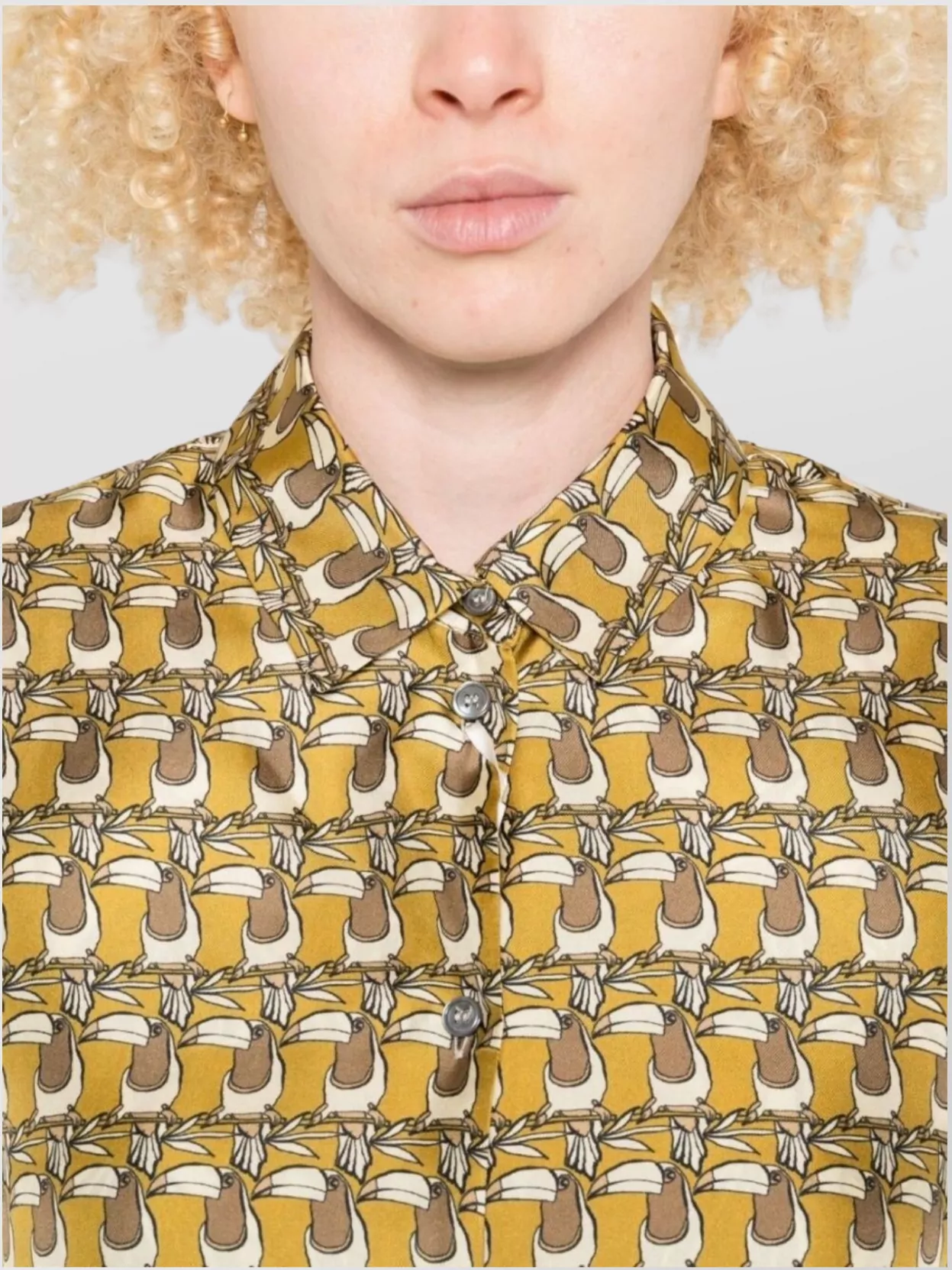 Max Mara Double-sided Printed Silk Shirt In Brown